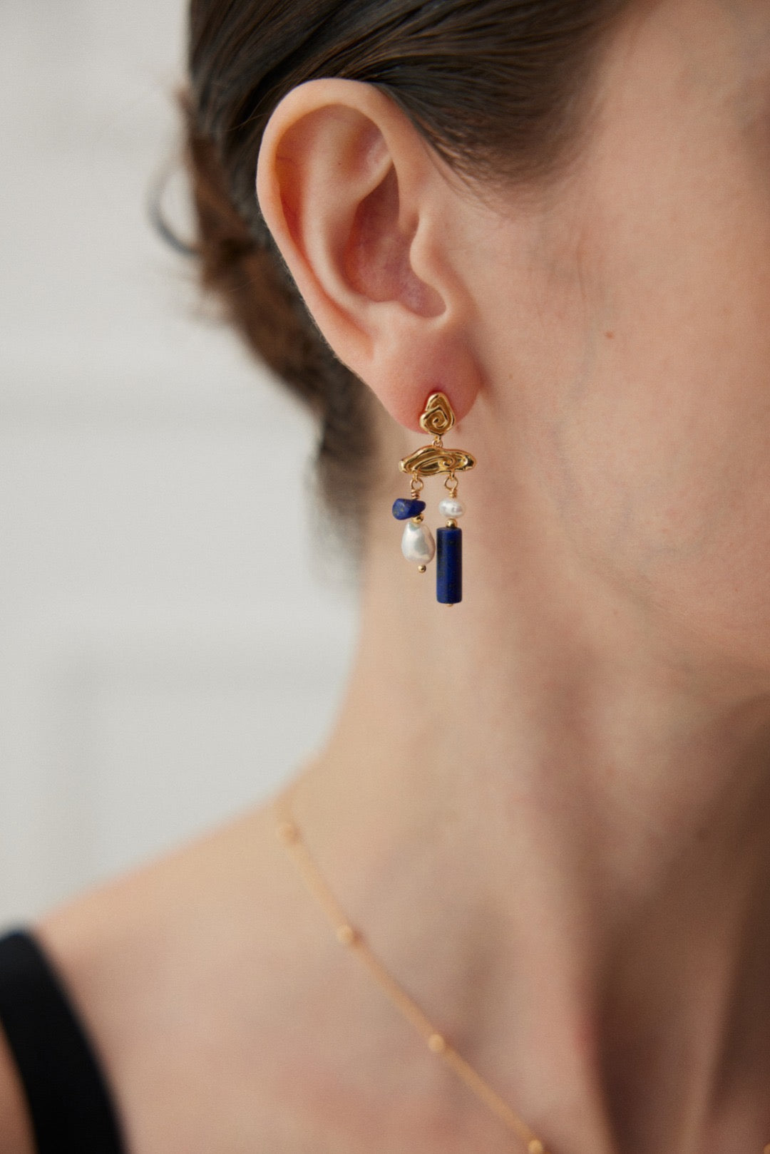 Pure Silver Chrysocolla Pearl Earrings