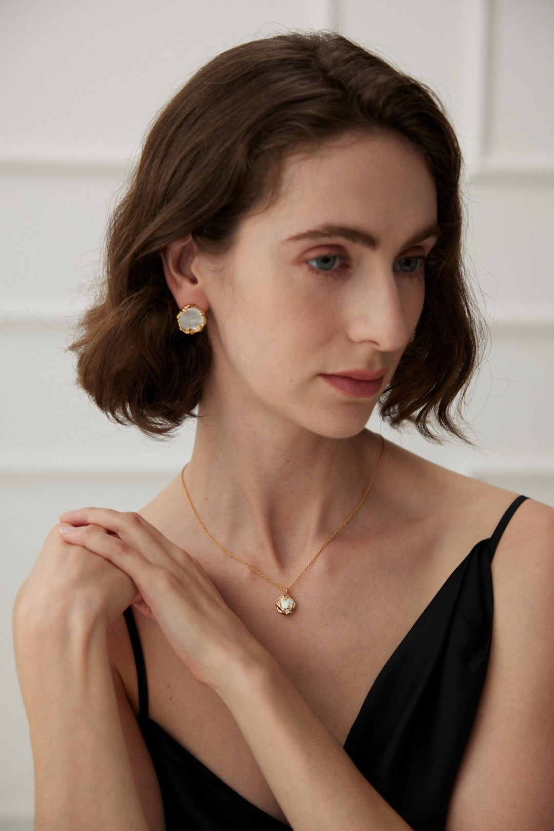 Pure Silver Minimalist Mother of Pearl Earrings