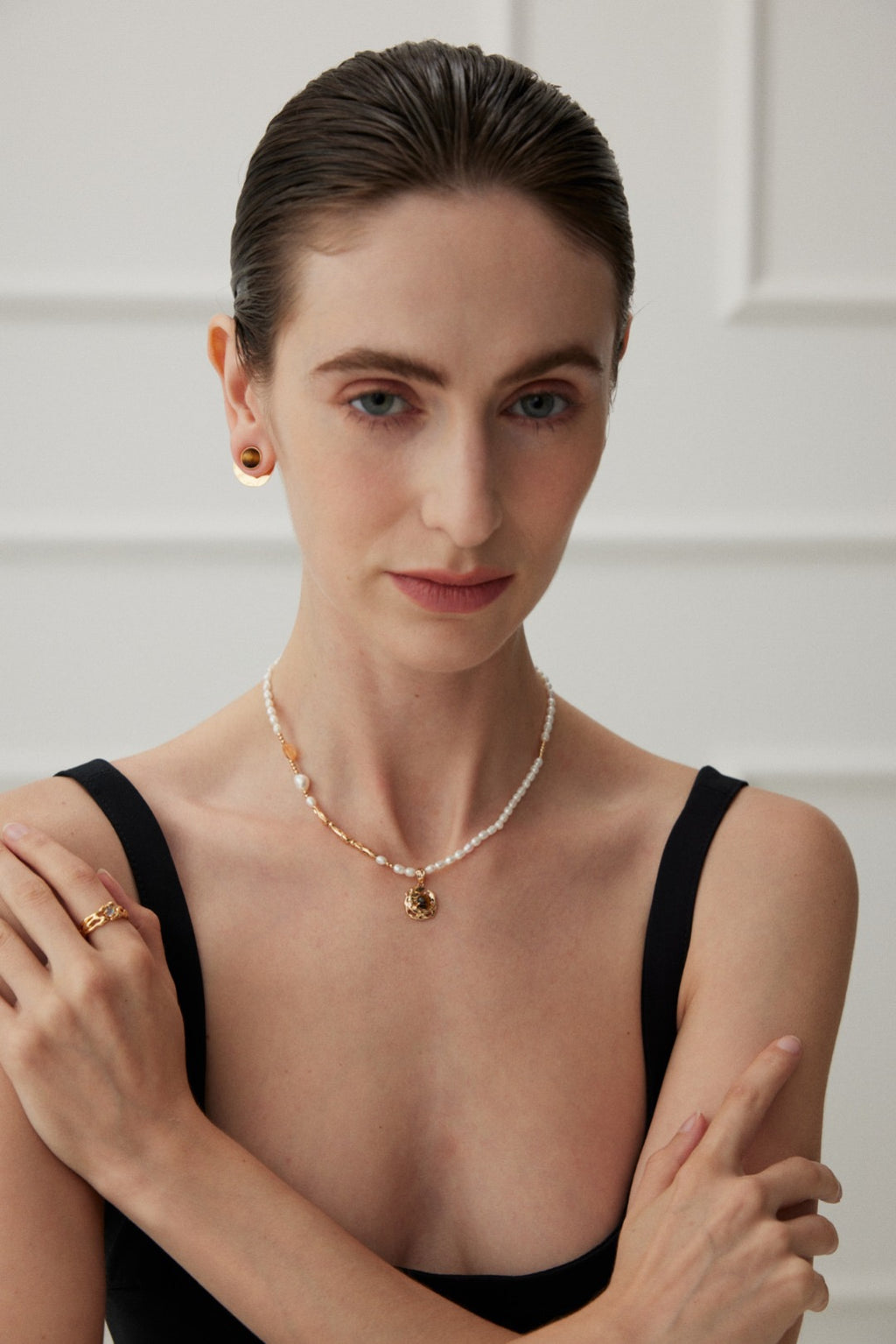 Natural Pearl/Tiger Eye Stone Necklace