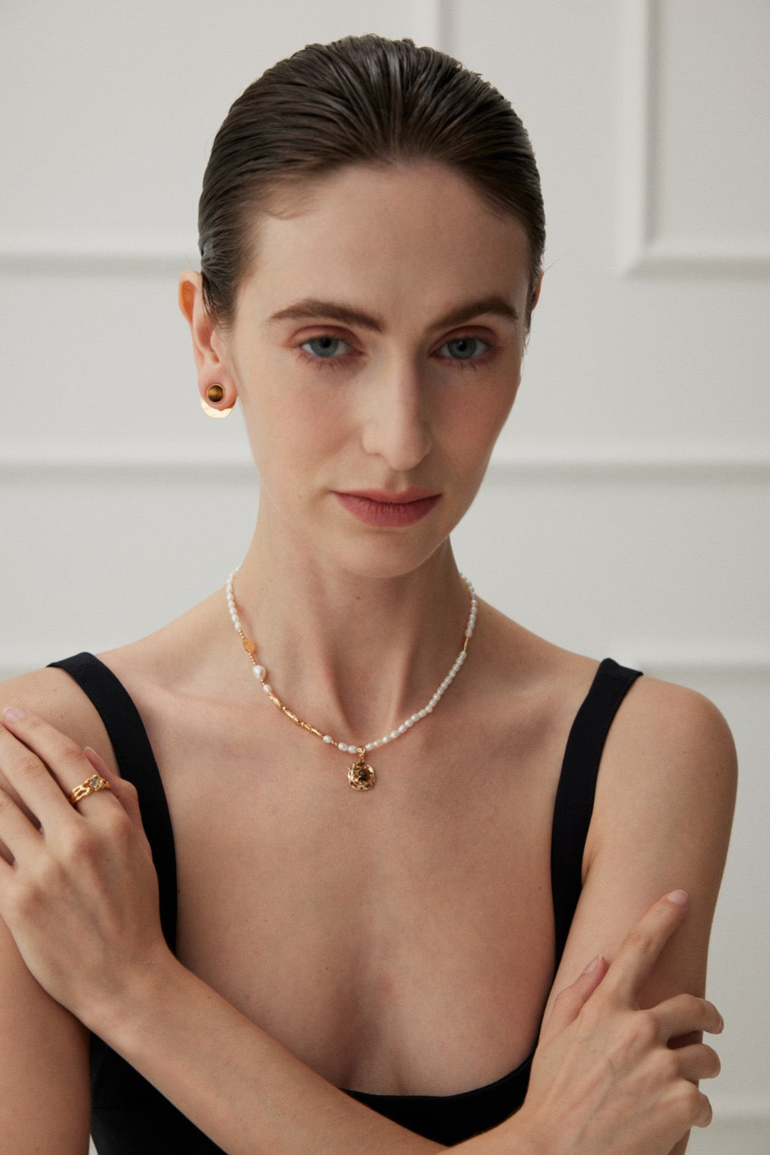 Natural Pearl/Tiger Eye Stone Necklace