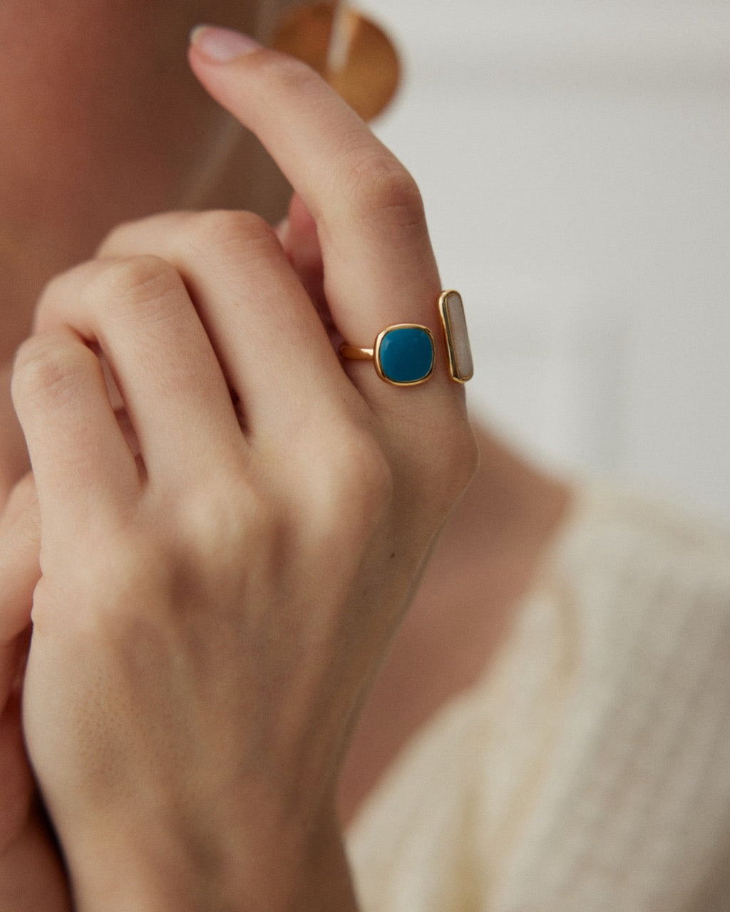 Azure Duo Adjustable Ring