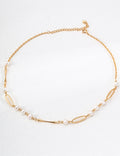 pearl Necklace, 18k gold , elegant Necklace for women, statement jewelry,, gold chain Necklace, enamel jewelry, chic pearl Necklace, 925 Sterling Silver