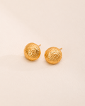 Solea Hammered Gold Stud Earrings featuring a textured dome silhouette and polished gold finish.