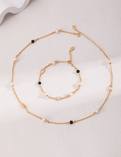 Sterling Silver Pearl Agate Necklace