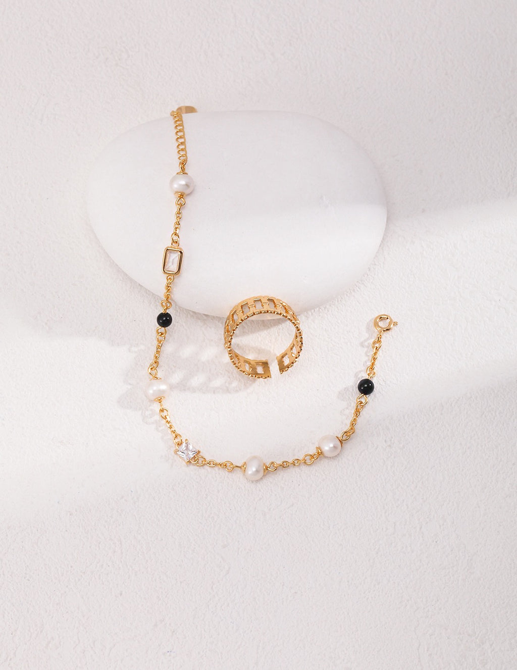 Sterling Silver Pearl Agate Necklace