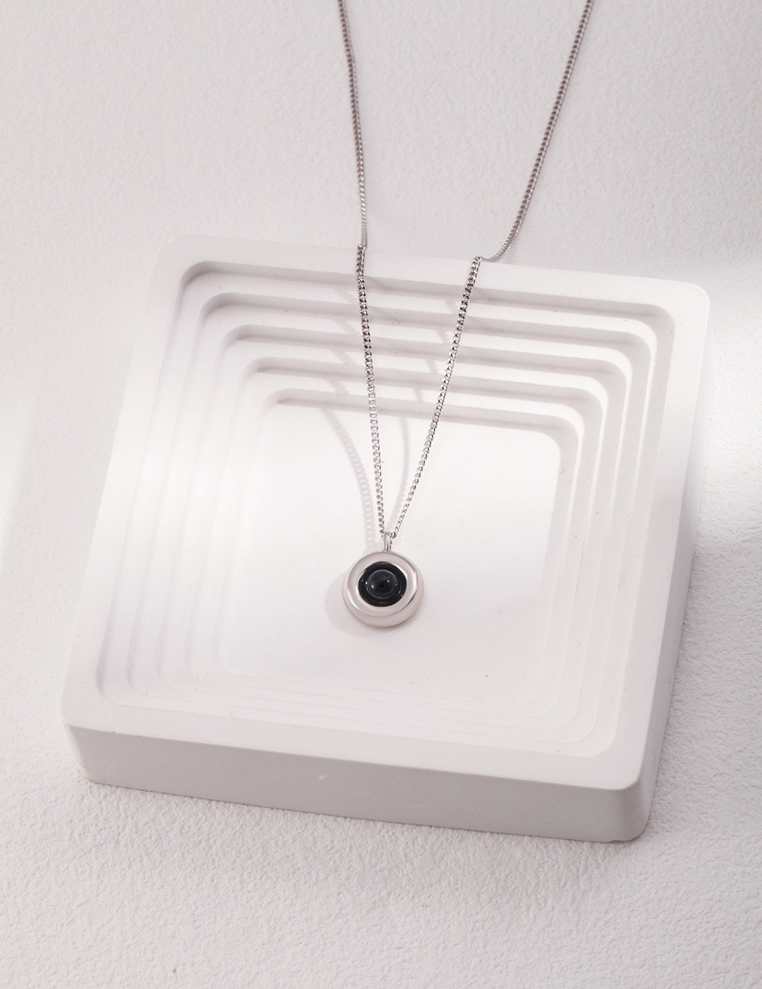 Sterling Silver  Black Agate (Necklace & Earring)