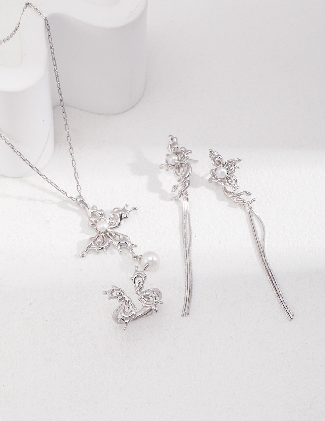 Flower Sterling Silver Ring/Necklace/Earring