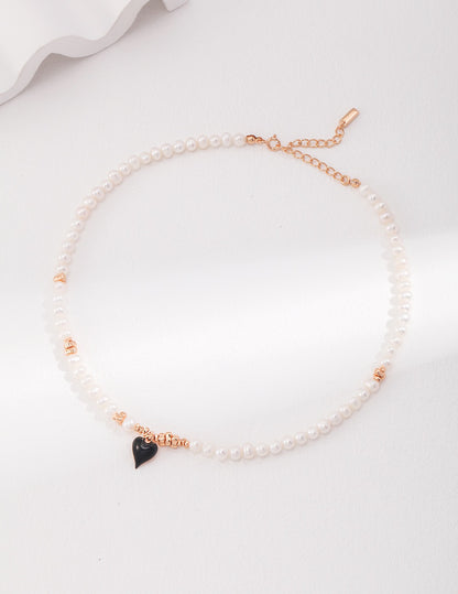 Heart-shaped drop glaze pearl Necklace & Bracalet