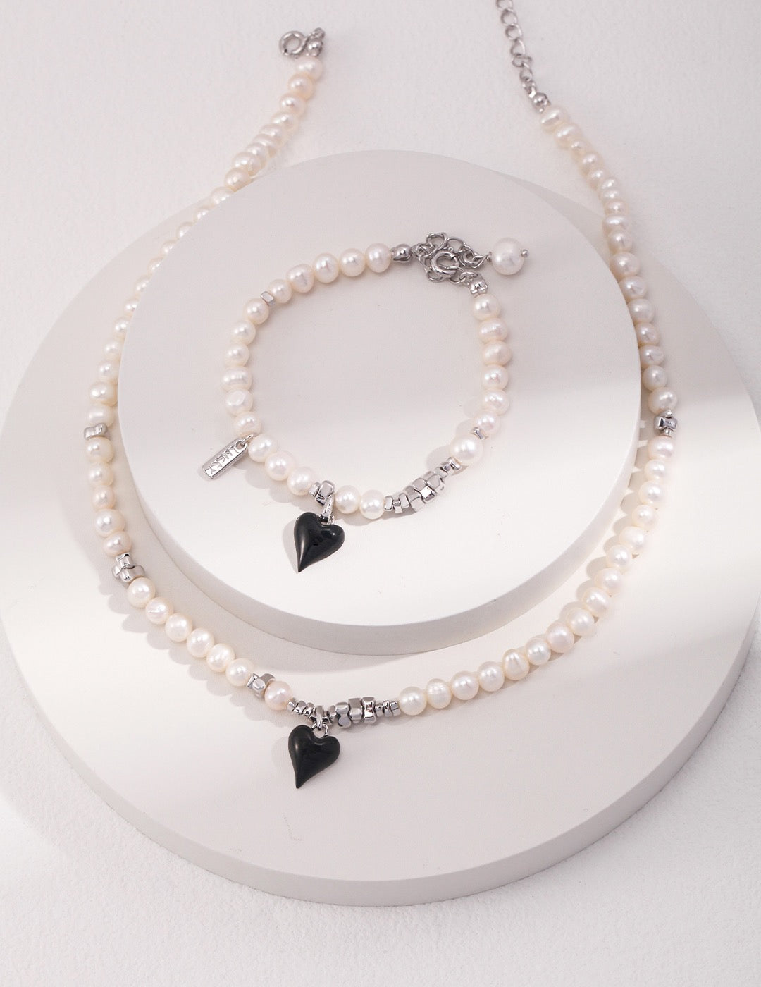 Heart-shaped drop glaze pearl Necklace & Bracalet