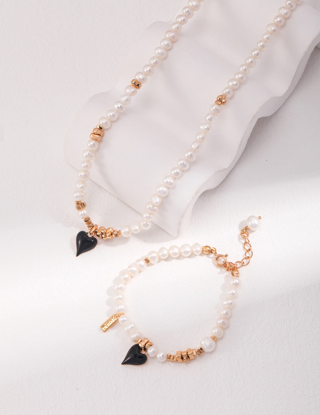 Heart-shaped drop glaze pearl Necklace & Bracalet