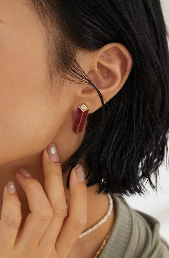 Red Drip Glaze Earrings