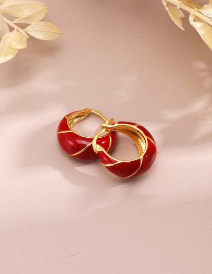 Red Drip Glaze circular Earring