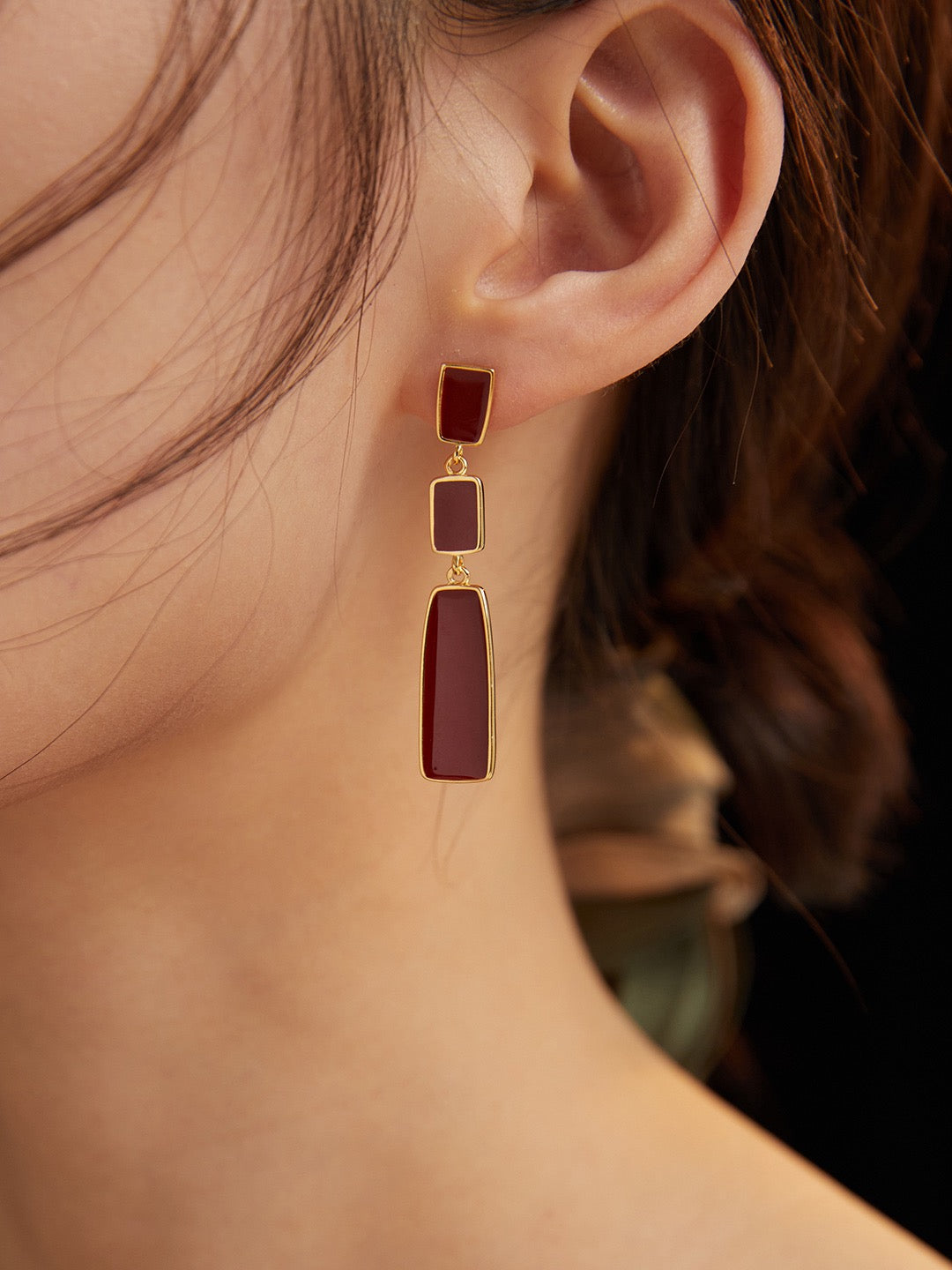 Red Drip "Uranium" Earrings