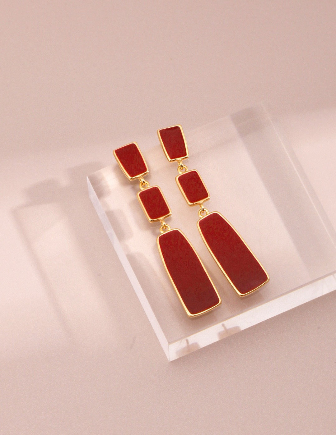 Red Drip "Uranium" Earrings