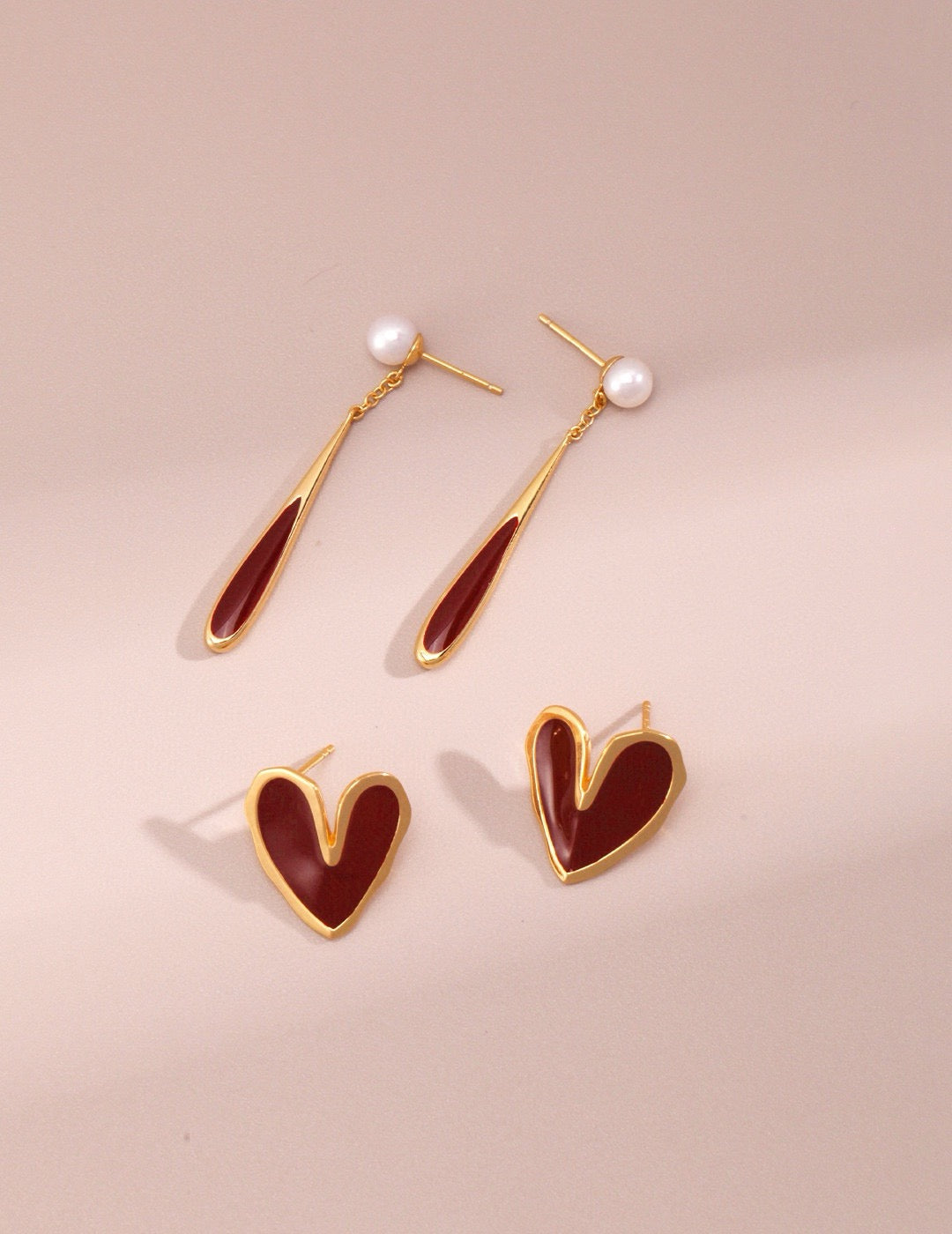 Red Drip Glaze Teardrop Earring