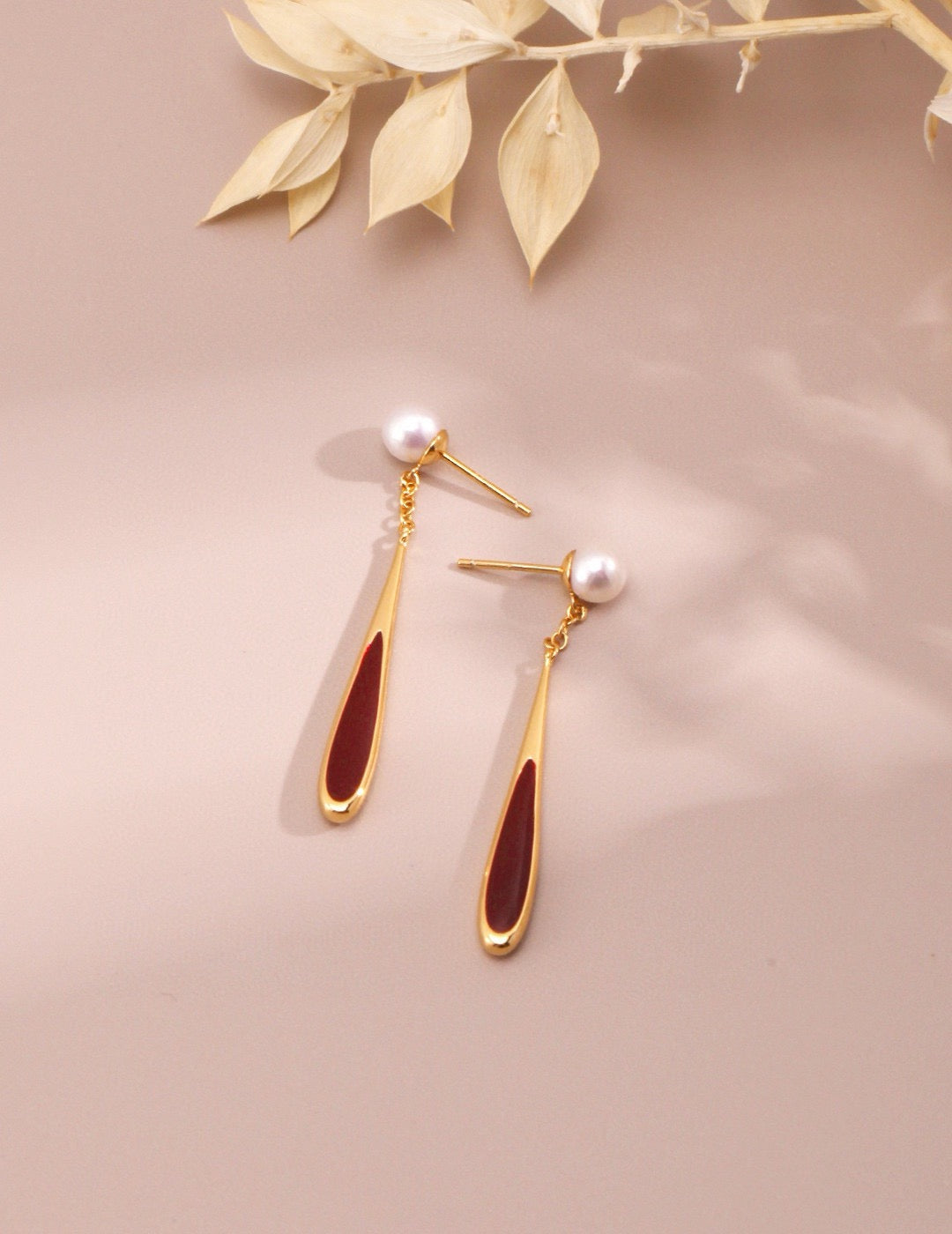 Red Drip Glaze Teardrop Earring