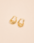 Aurelia twisted sculptural gold hoop earrings in a modern organic design with high-shine gold finish