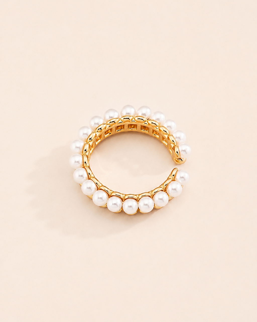 Adjustable pearl bubble ring crafted from sterling silver with shell pearls