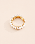 Adjustable pearl bubble ring crafted from sterling silver with shell pearls