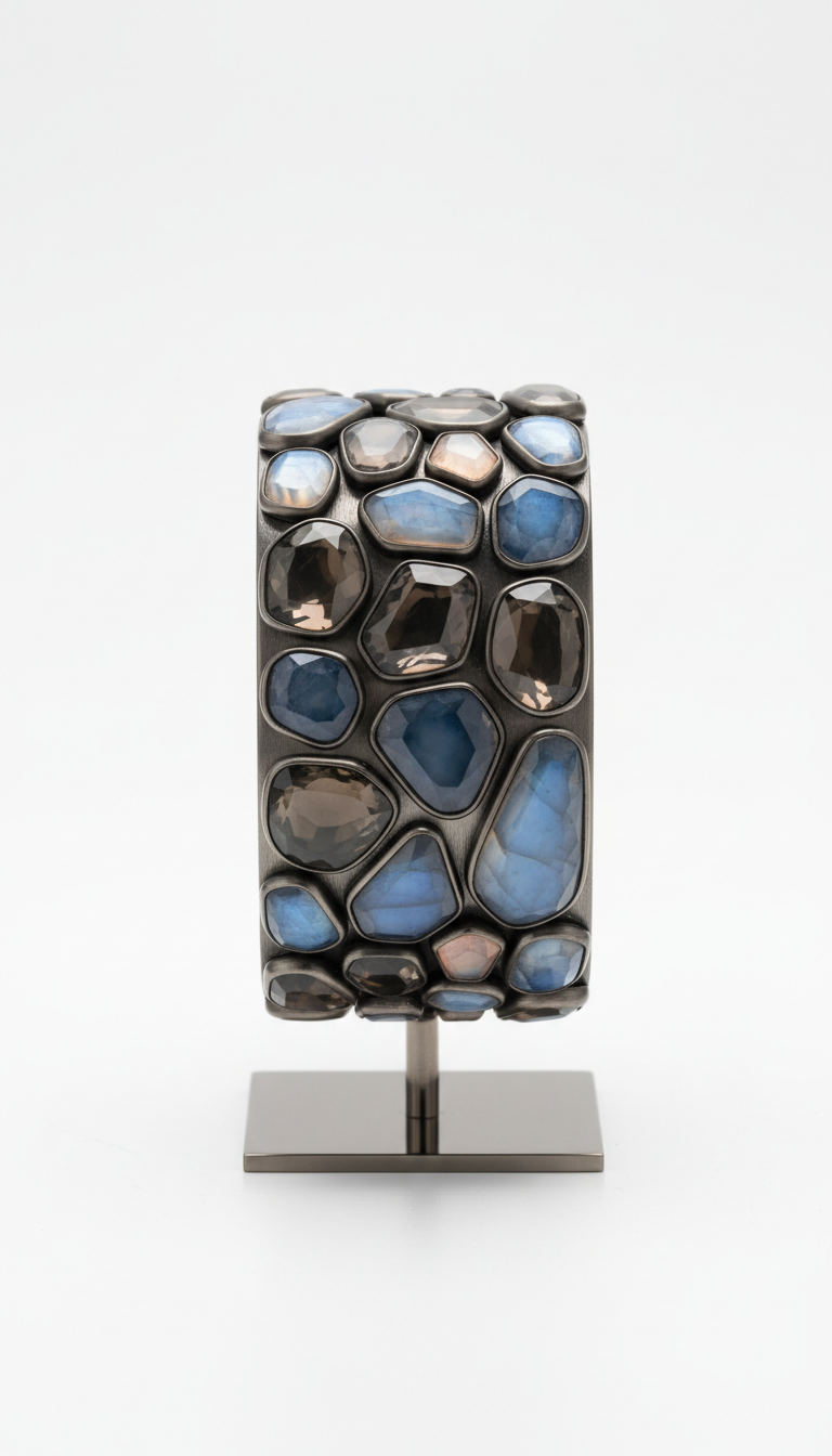 Graphite Stone Open Cuff Bracelet