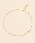 Gold beaded layering necklace in S925 sterling silver with thick 18K gold plating, featuring delicate 3mm bead accents and adjustable chain.