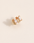 Lumière Duo adjustable ring in thick 18K gold plating featuring two baguette-cut cubic zirconia stones.