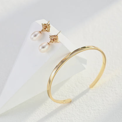 Minimalist Open Cuff Bracelet in 925 Sterling Silver – 18K Gold & 18K White Gold Plated