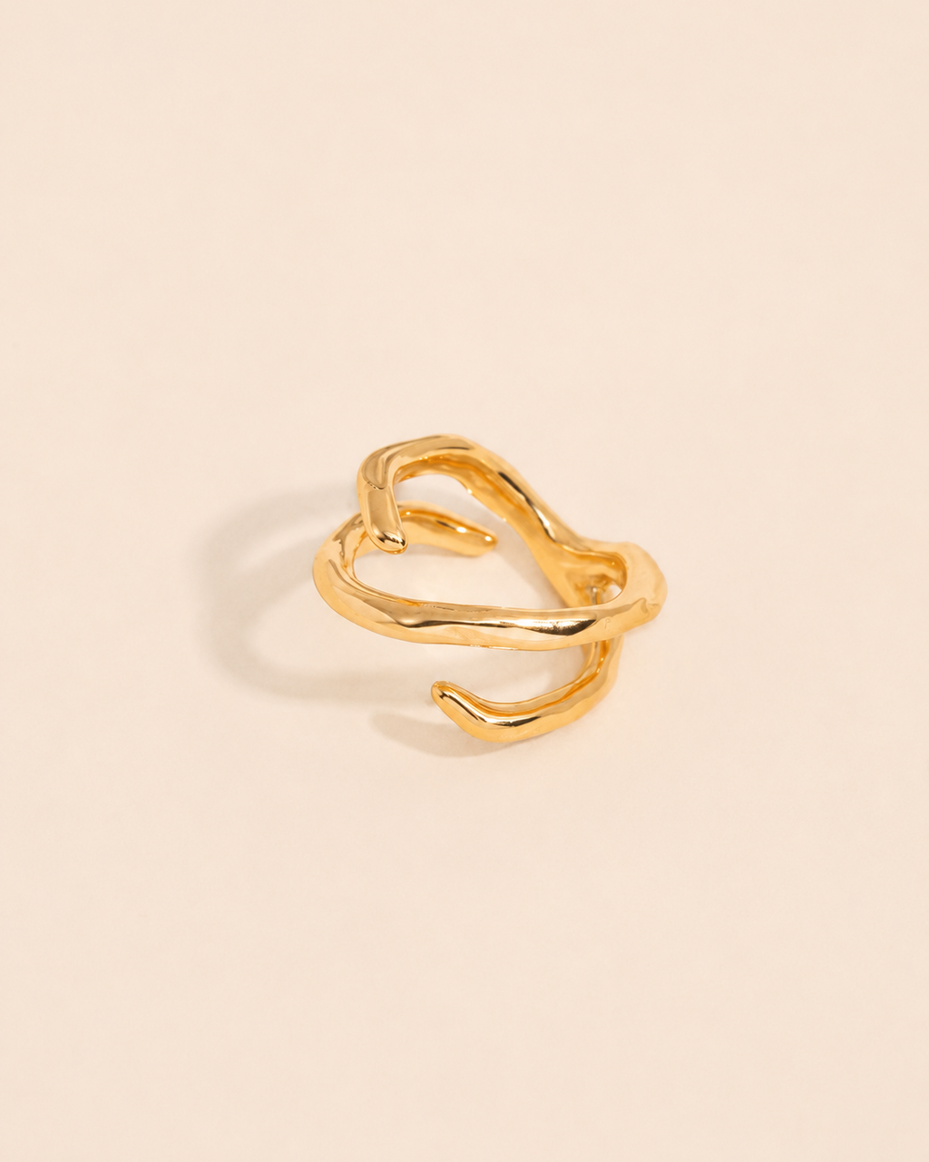 Sculpt Flow Ring in thick 18K gold plated S925 sterling silver featuring an organic sculptural open-band design.
