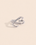 Sculpt Flow Ring in 18K white gold plated S925 sterling silver with a modern organic sculptural silhouette.